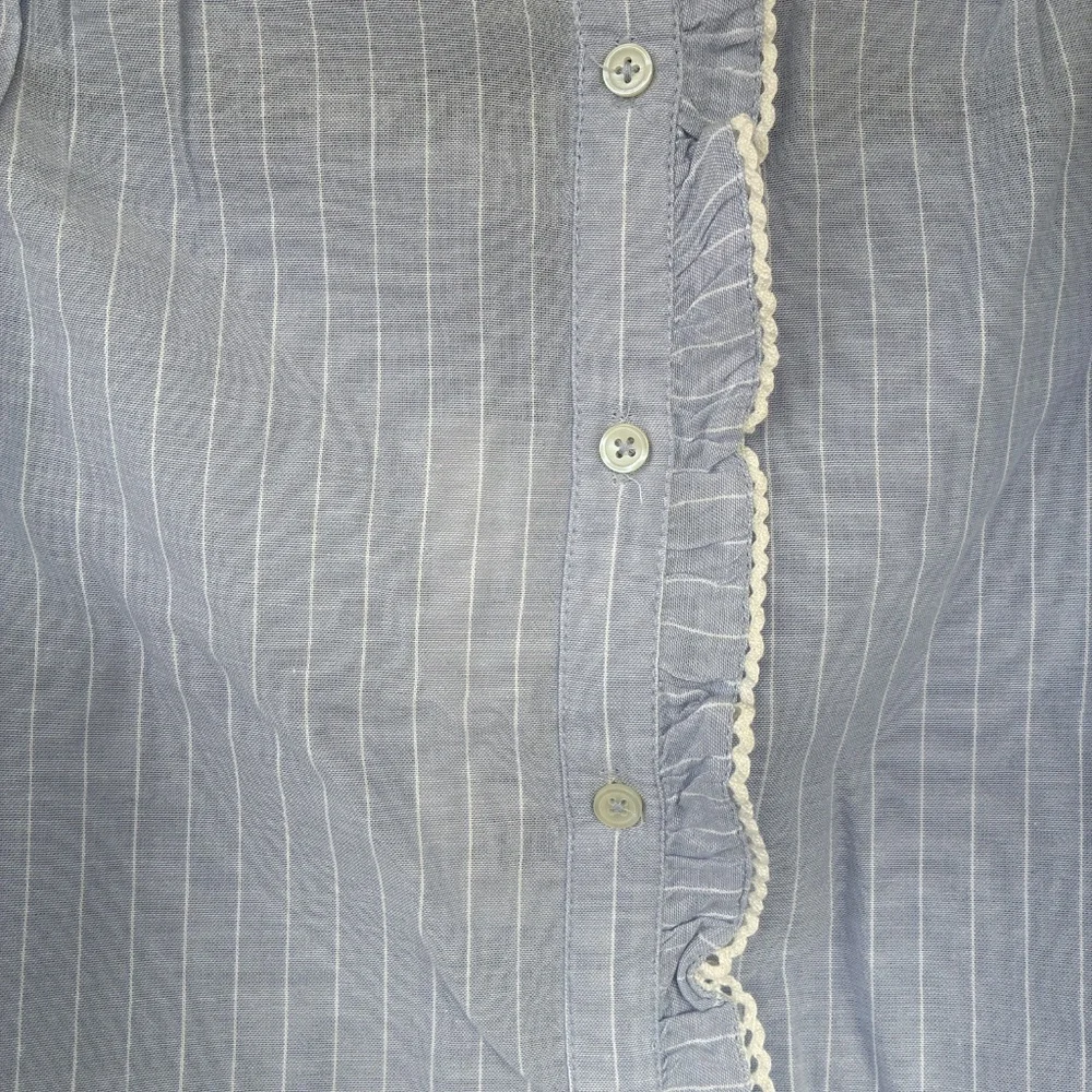 ME+EM  NWT Cotton Voile Short Sleeve Striped Frill Detail Top - Picture 2 of 5